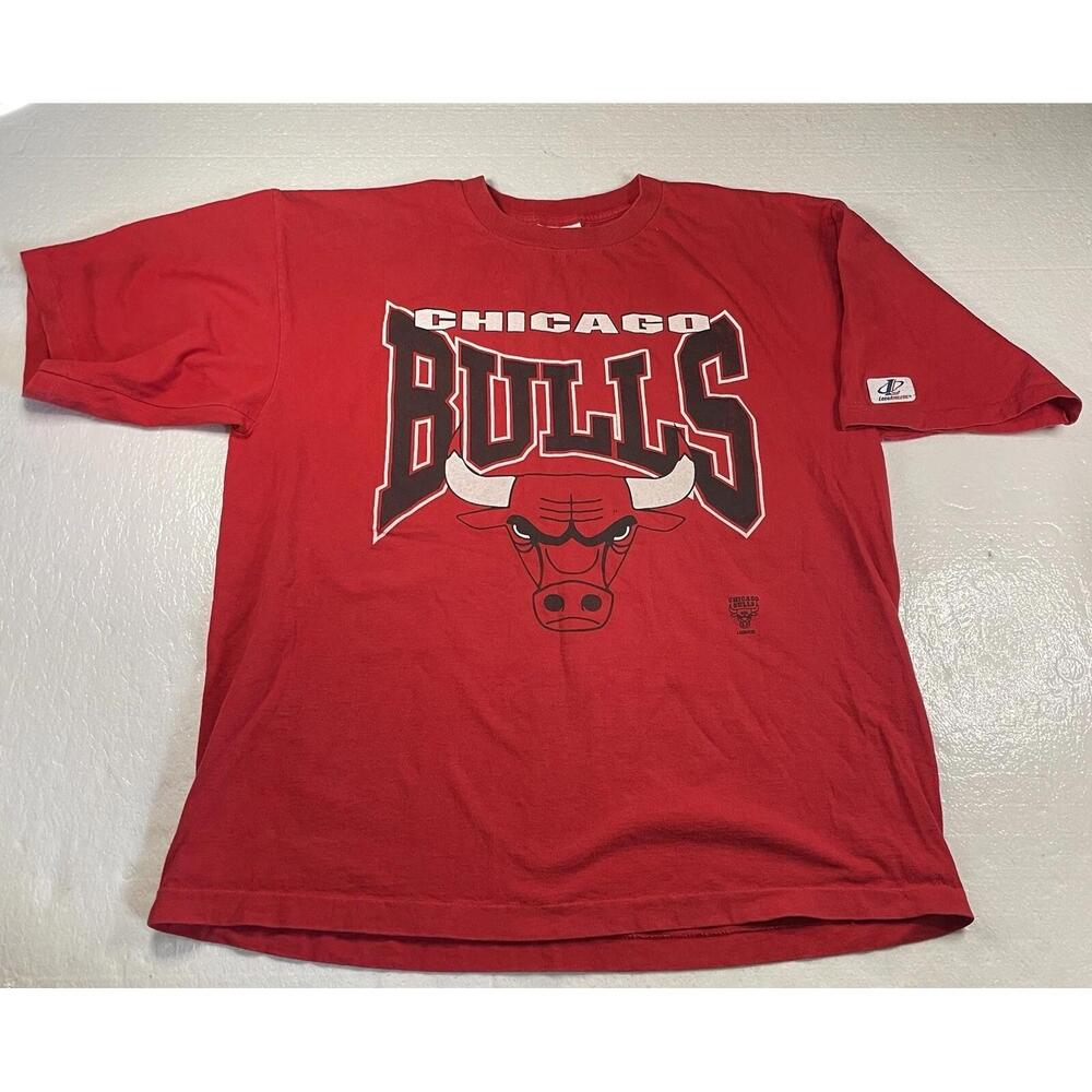Athletic Mens Chicago Bulls 90S Spell Out T Shirt   Red